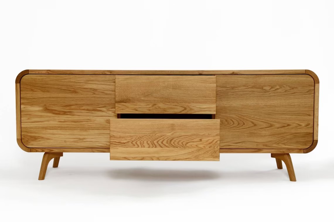 Alef Form - niska komoda z litego drewna dębowego 180 cm - obrazek 6