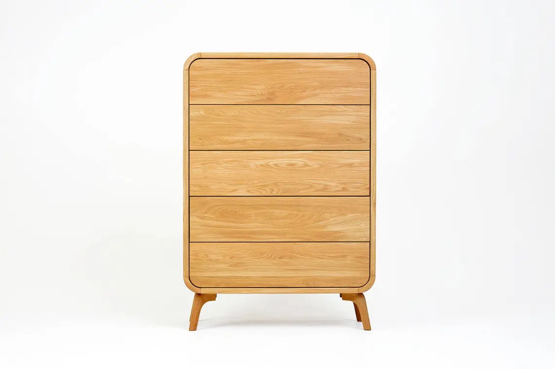 Bora Form – Komoda z litego drewna dębowego z pięcioma szufladami 90cm - obrazek 7