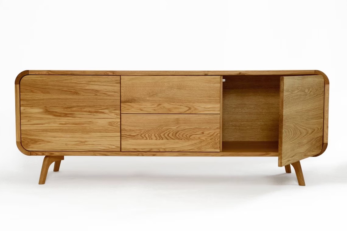 Alef Form - niska komoda z litego drewna dębowego 180 cm - obrazek 7