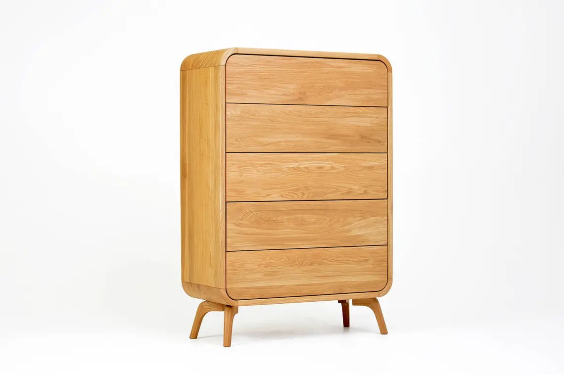 Bora Form – Komoda z litego drewna dębowego z pięcioma szufladami 90cm - obrazek 6