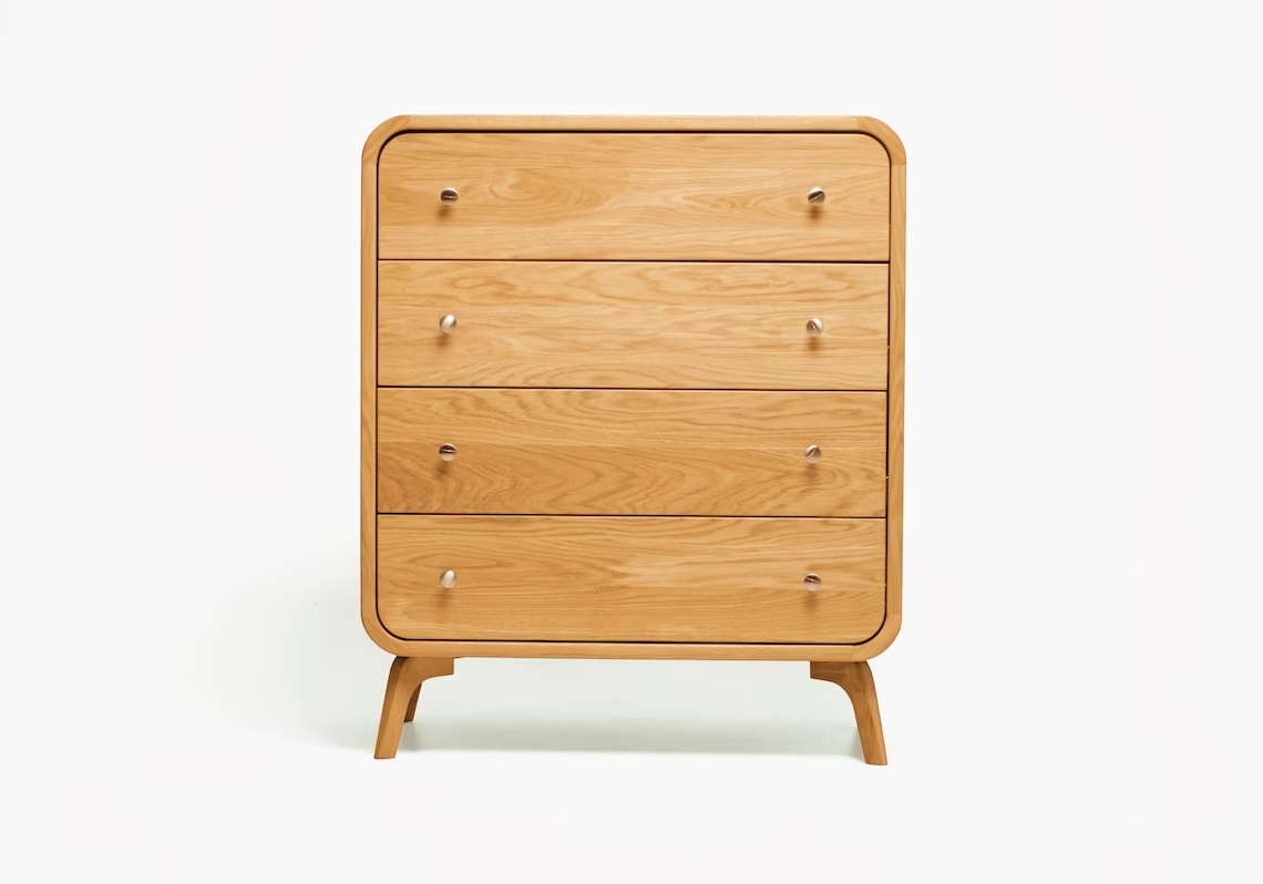 Aura Form - Komoda z litego drewna dębowego z czterema szufladami 90cm - obrazek 6