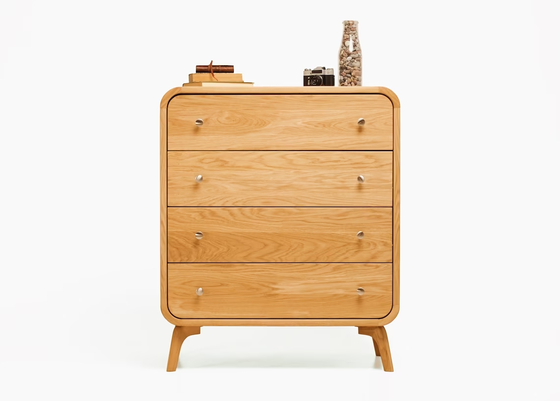 Aura Form - Komoda z litego drewna dębowego z czterema szufladami 90cm - obrazek 2