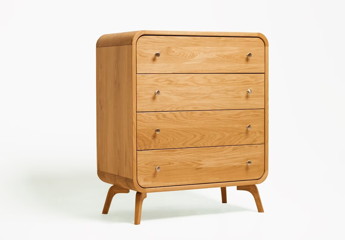 Aura Form - Komoda z litego drewna dębowego z czterema szufladami 90cm - obrazek 4